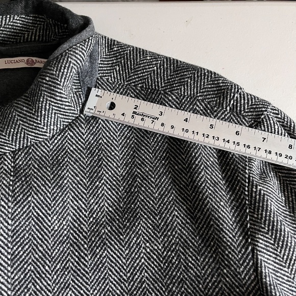 Luciano Barbera Wool Cashmere Herringbone Italy Blazer Coat Jacket Men's Size 56 - Picture 10 of 13